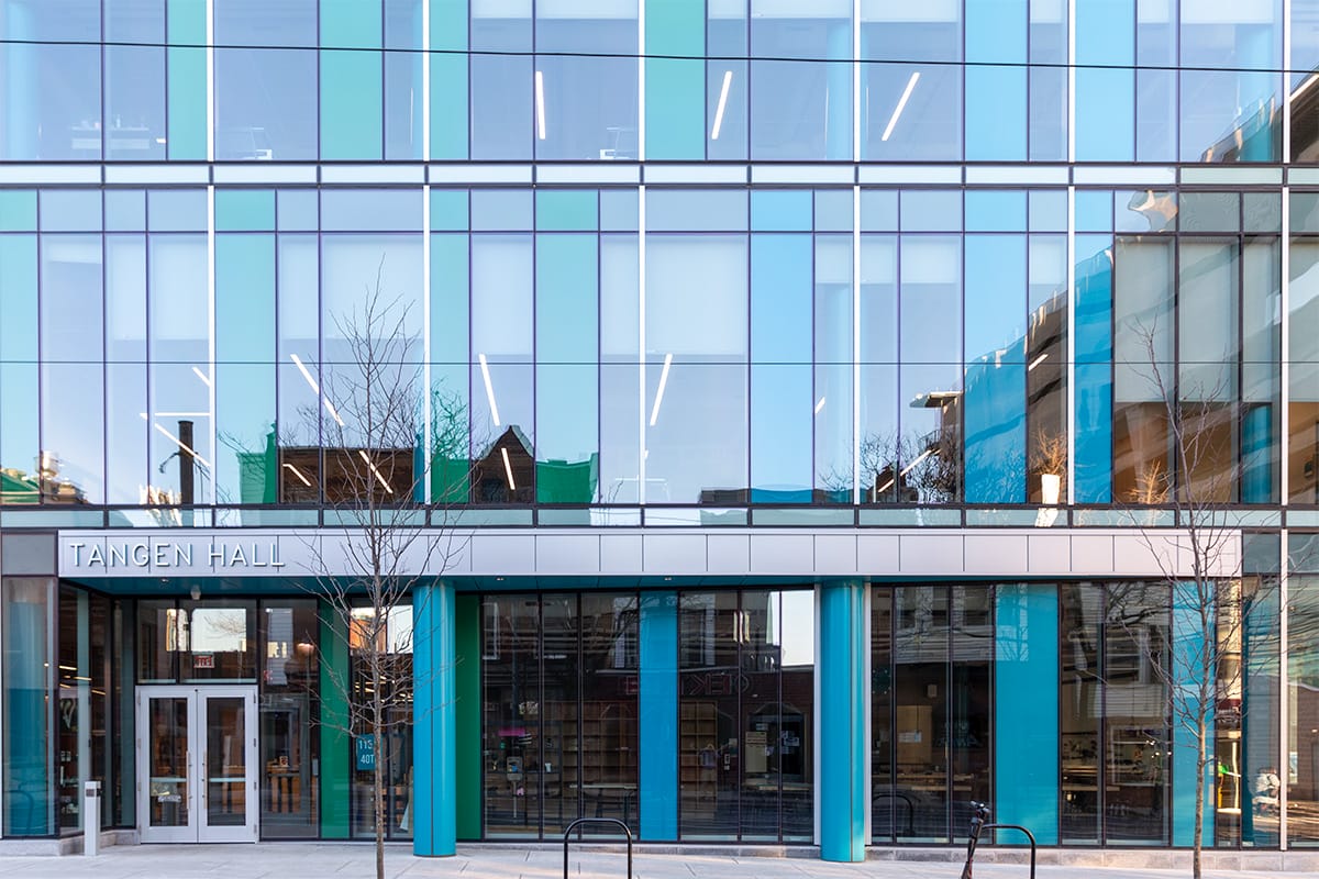 An exterior view of Tangen Hall at the University of Pennsylvania.