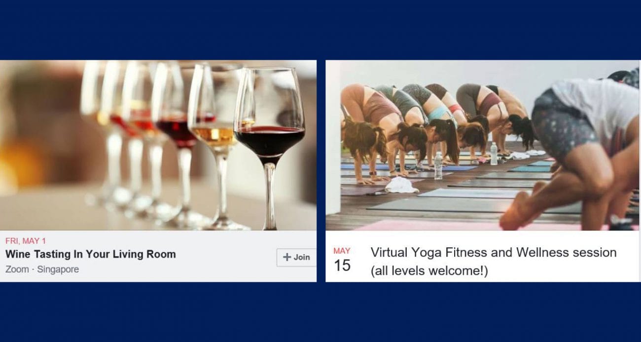 Screenshots of two facebook events from Penn Club Singapore