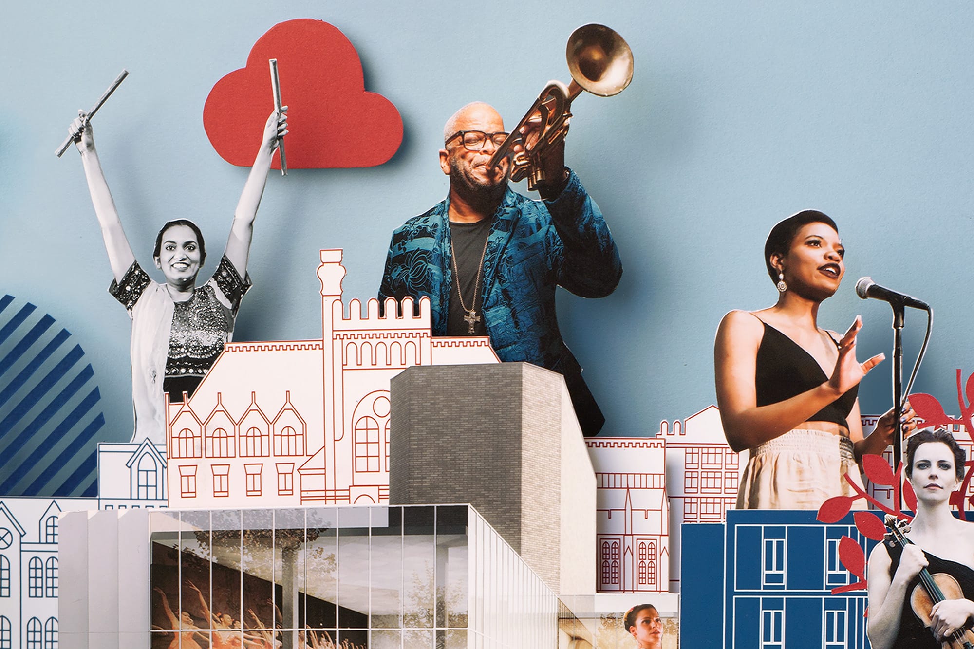 Cover illustration for fall 2022 edition of Inspiring Impact magazine, highlighting Penn Live Arts